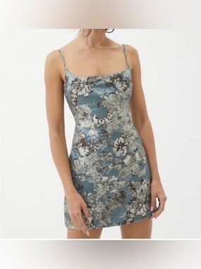 Urban Outfitters Monette Blue Jacquard Mini Dress